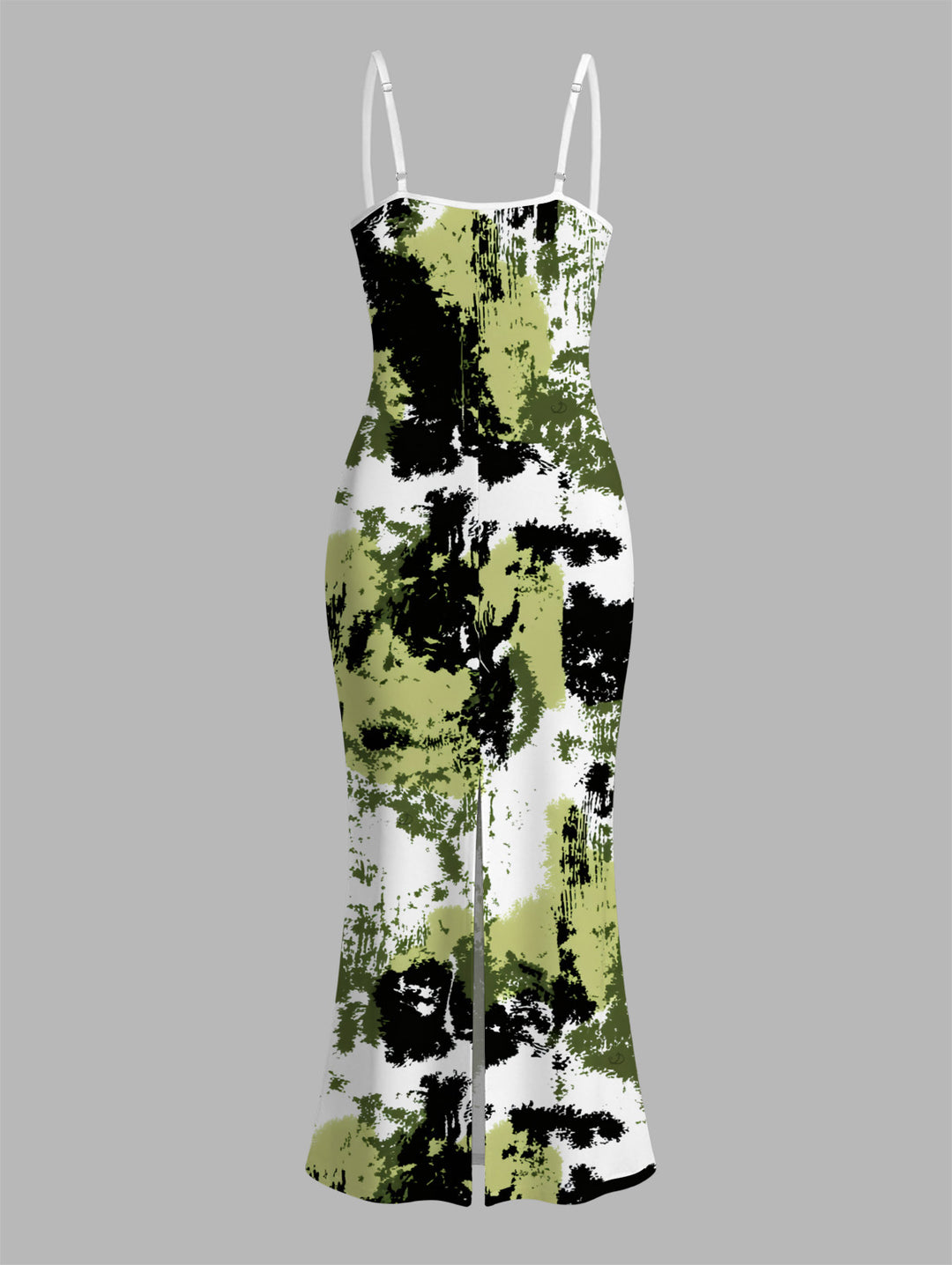 Splatter Ink Camo Print Bodycon Mermaid Maxi Vacation Dress