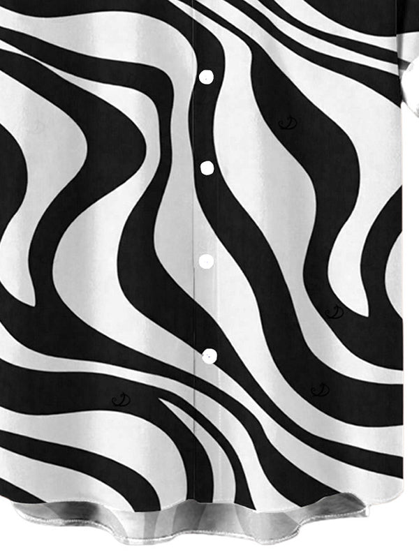 Men's Swirl Abstract Wave Print Button Up Casual Shirt
