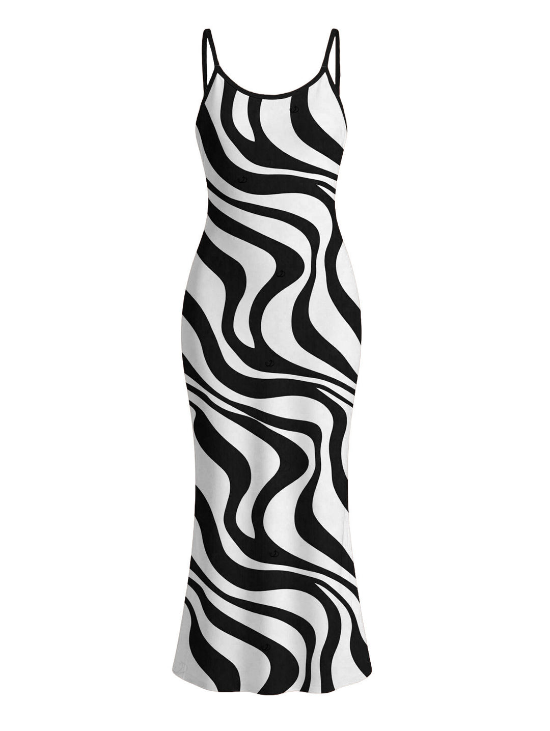 Swirl Abstract Wave Print Bodycon Mermaid Maxi Vacation Dress