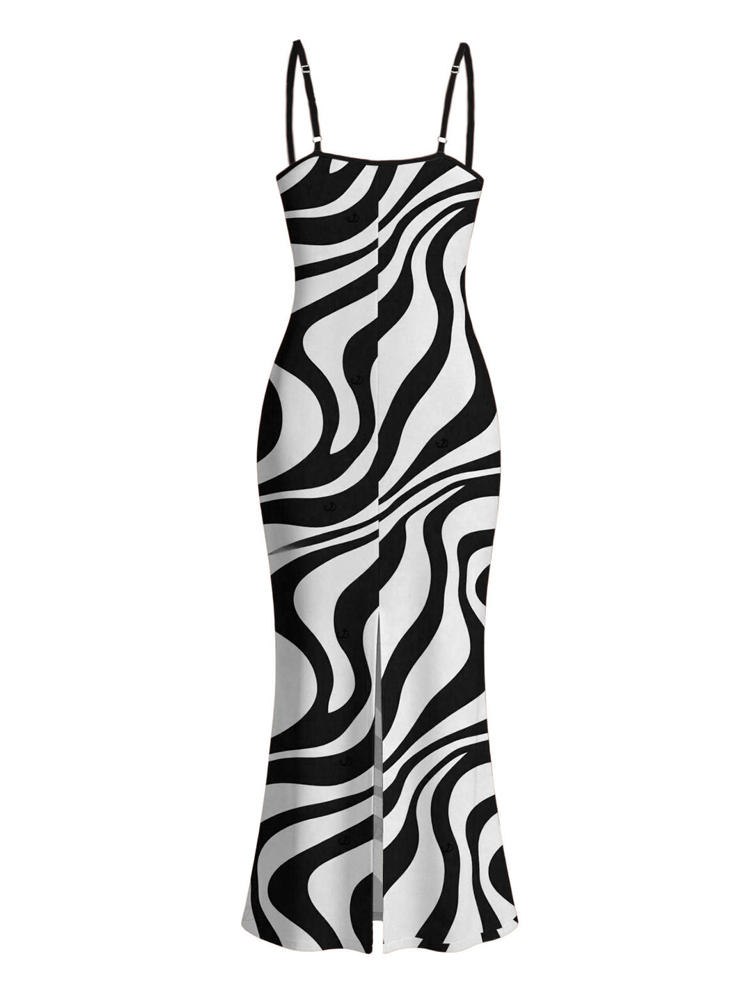 Swirl Abstract Wave Print Bodycon Mermaid Maxi Vacation Dress