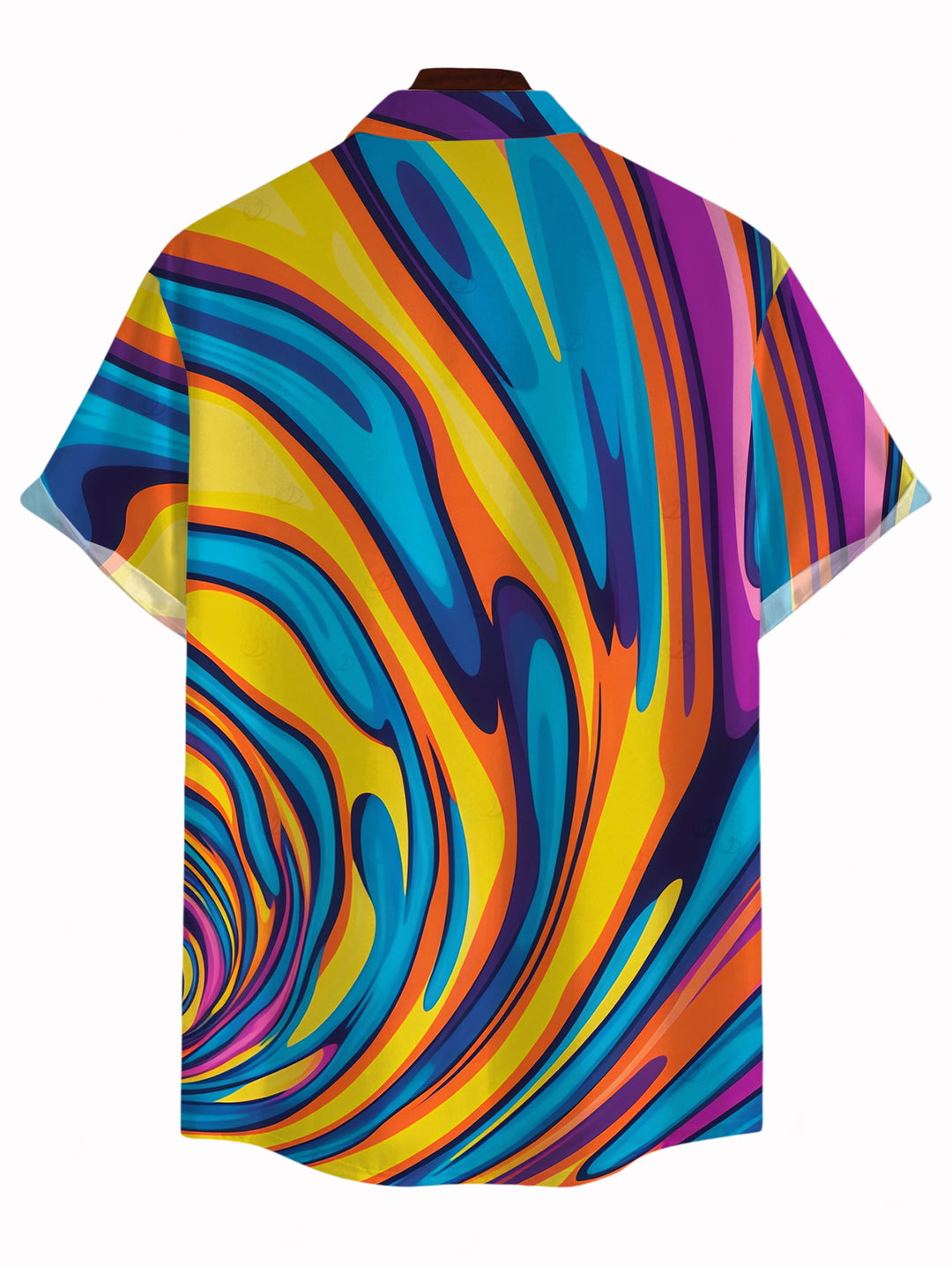 Men's Colorful Swirl Abstract Ripple Print Button Up Vacation Shirt