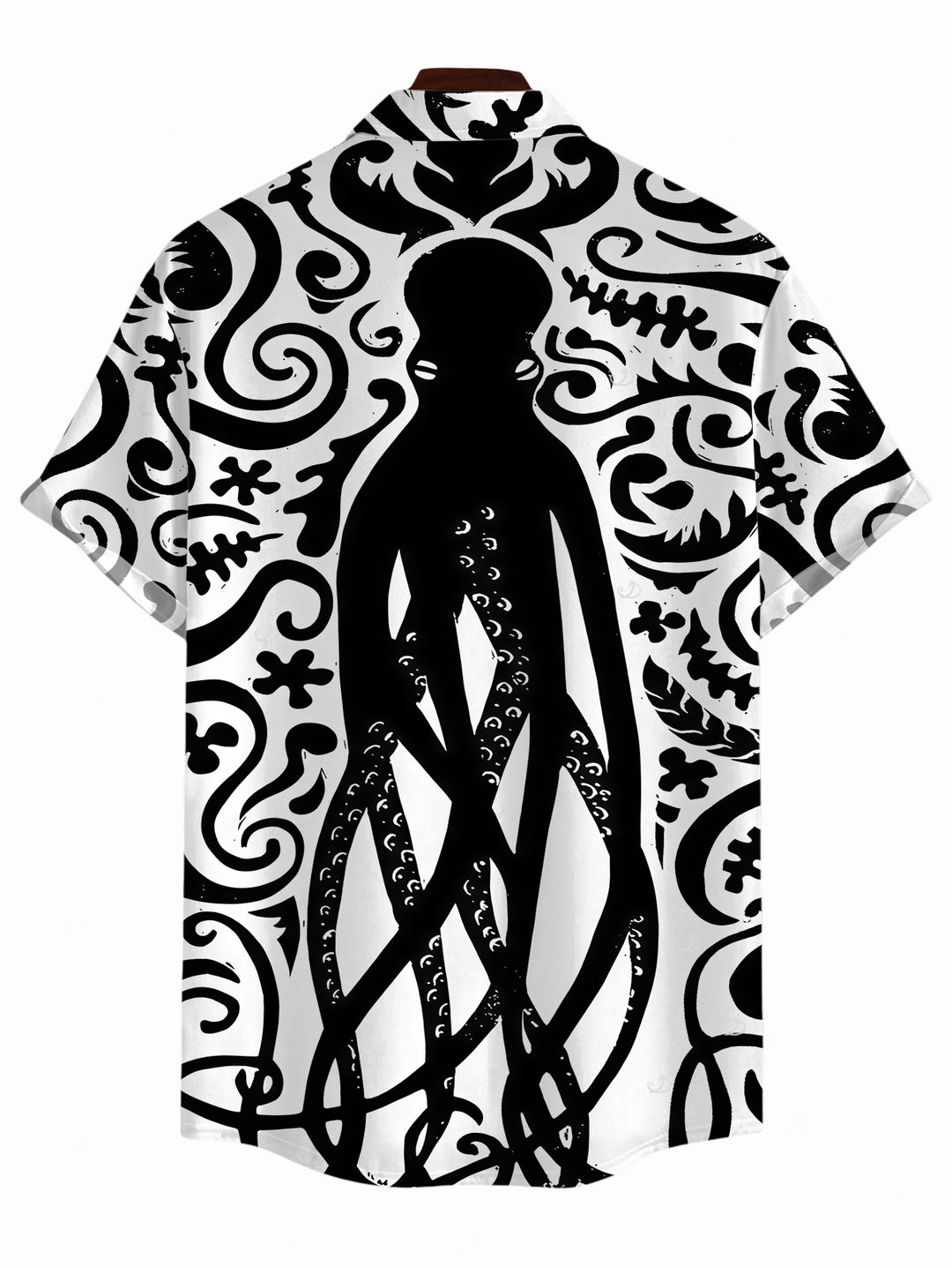 Men's Colorblock Octopus Totem Print Button Up Vacation Beach Shirt