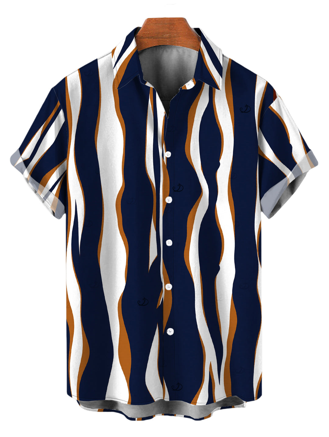 Men's Colorblock Abstract Wavy Stripe Print Button Up Casual Shirt