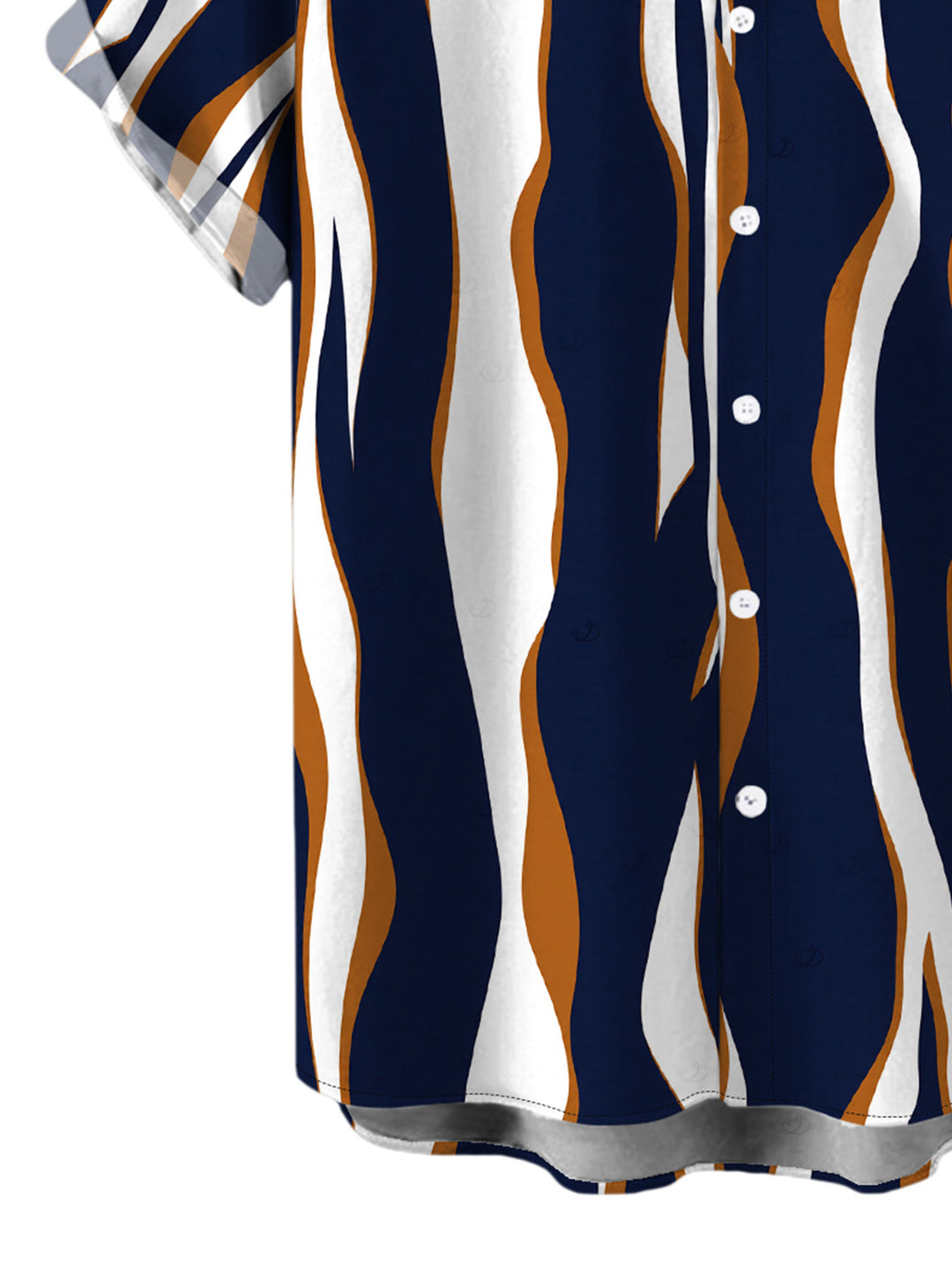 Men's Colorblock Abstract Wavy Stripe Print Button Up Casual Shirt