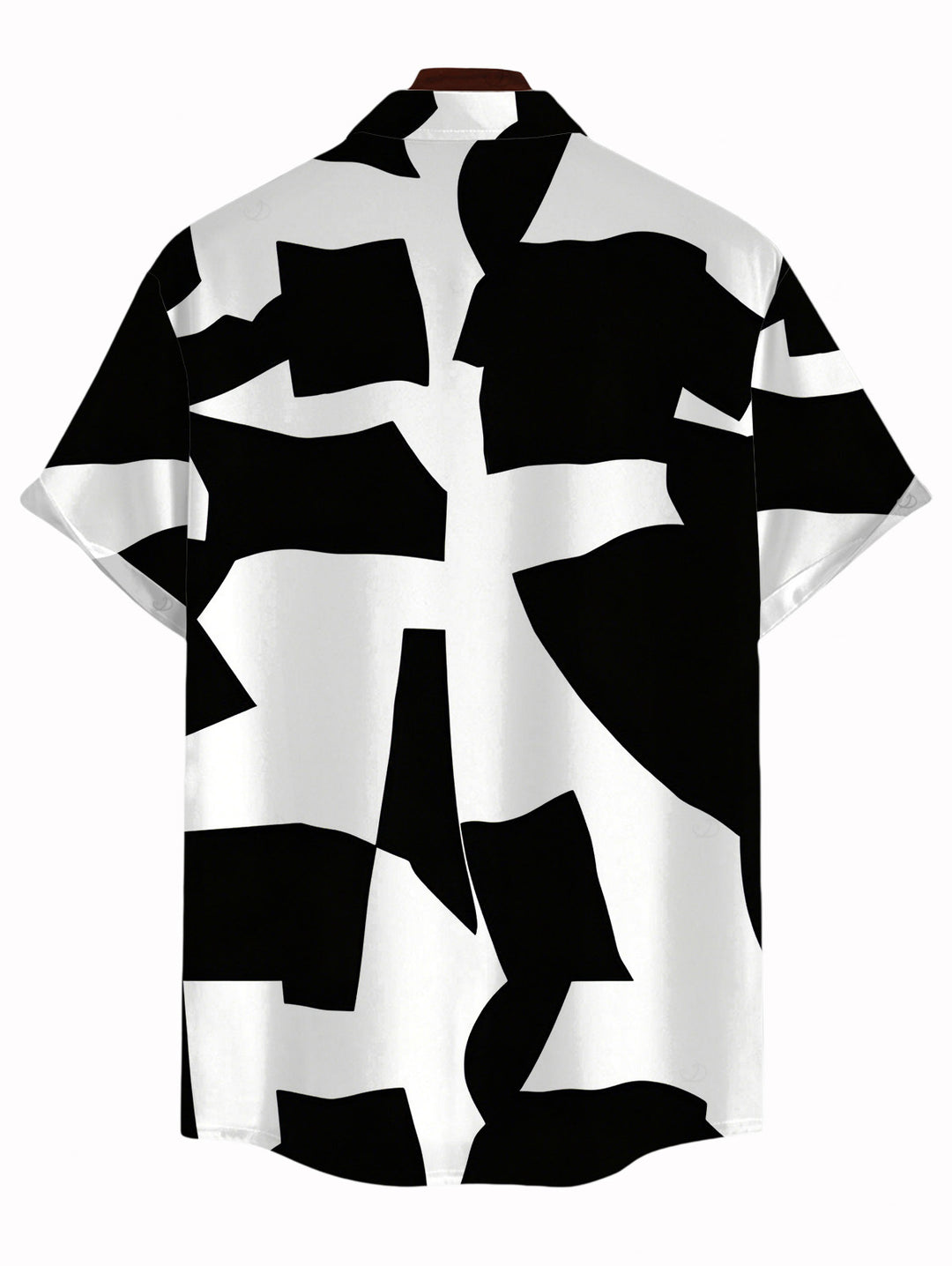 Men's Monochrome Irregular Geometric Print Button Up Casual Shirt