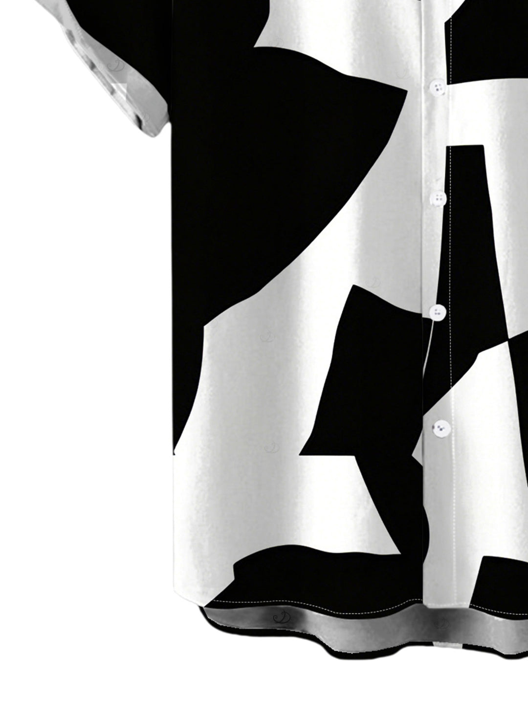 Men's Monochrome Irregular Geometric Print Button Up Casual Shirt