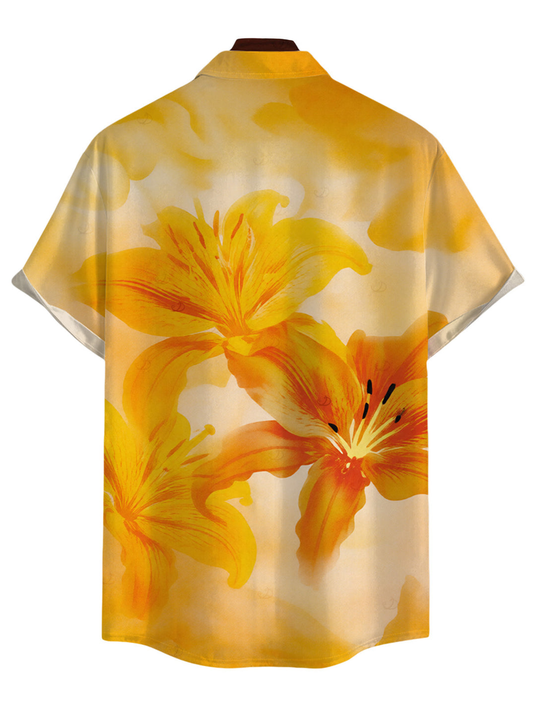 Men's Tie Dye Lily Floral Print Button Up Hawaiian Vacation Shirt