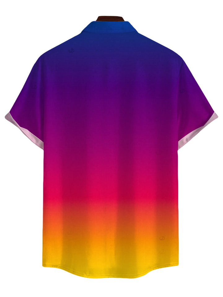 Men's Ombre Print Button Up Vacation Shirt