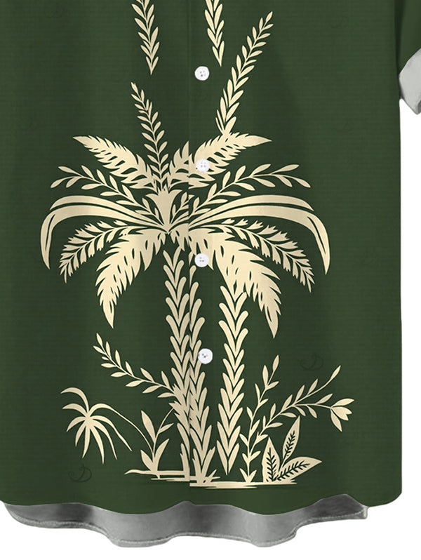Men's Tropical Palm Tree Print Button Up Hawaiian Vacation Shirt