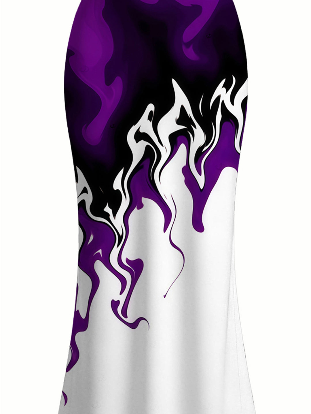 Contrast Color Flame Print Bodycon Mermaid Maxi Vacation Dress