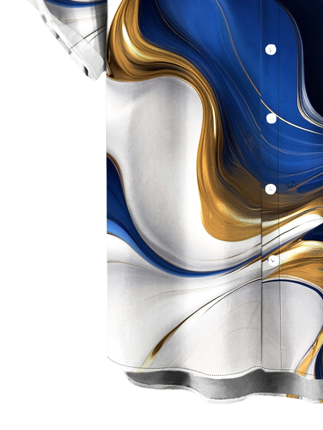 Men's Gold Fluid Abstract Marble Print Button Up Vacation Shirt