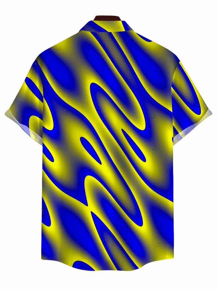 Men's Clorblock Abstract Fluid Swirl Print Button Up Vacation Shirt