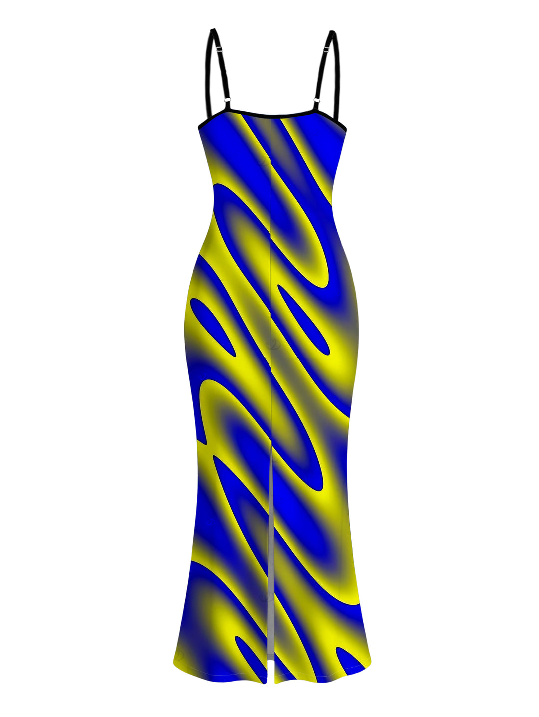 Clorblock Abstract Fluid Swirl Print Spaghetti Strap Bodycon Maxi Vacation Dress