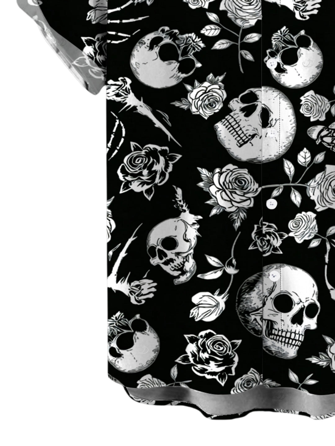 Men's Skulls Skeleton Rose Print Button Up Gothic Shirt