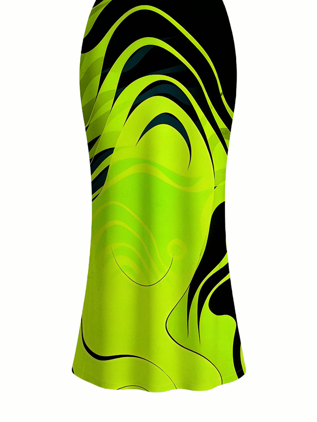 Neon Contrast Color Liquid Flow Wave Print Spaghetti Strap Bodycon Maxi Vacation Dress