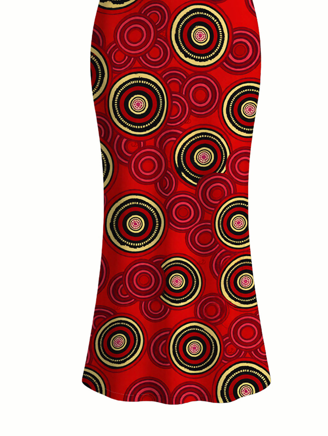 Geometric Concentric Circle Print Spaghetti Strap Maxi Bodycon Vintage Dress