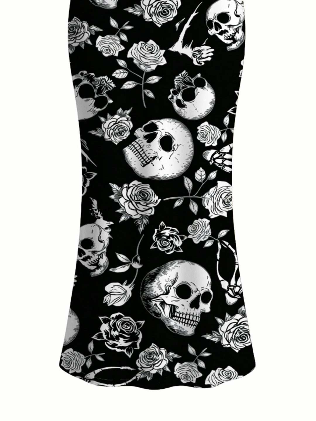 Skulls Skeleton Rose Print Spaghetti Strap Maxi Bodycon Gothic Dress