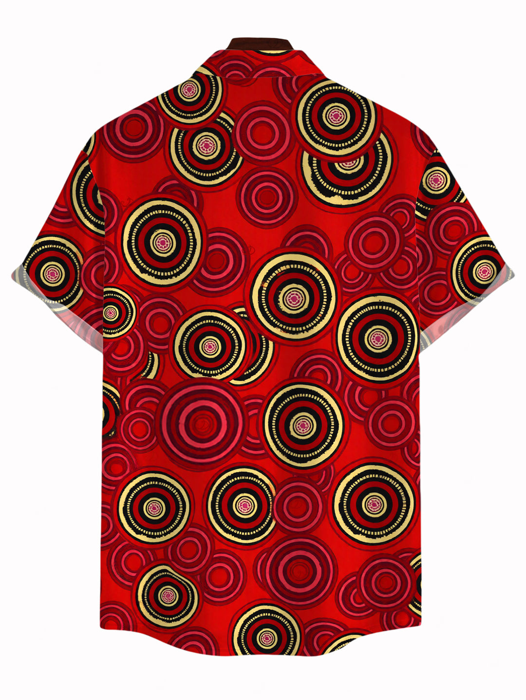 Men's Geometric Concentric Circle Print Button Up Vintage Shirt