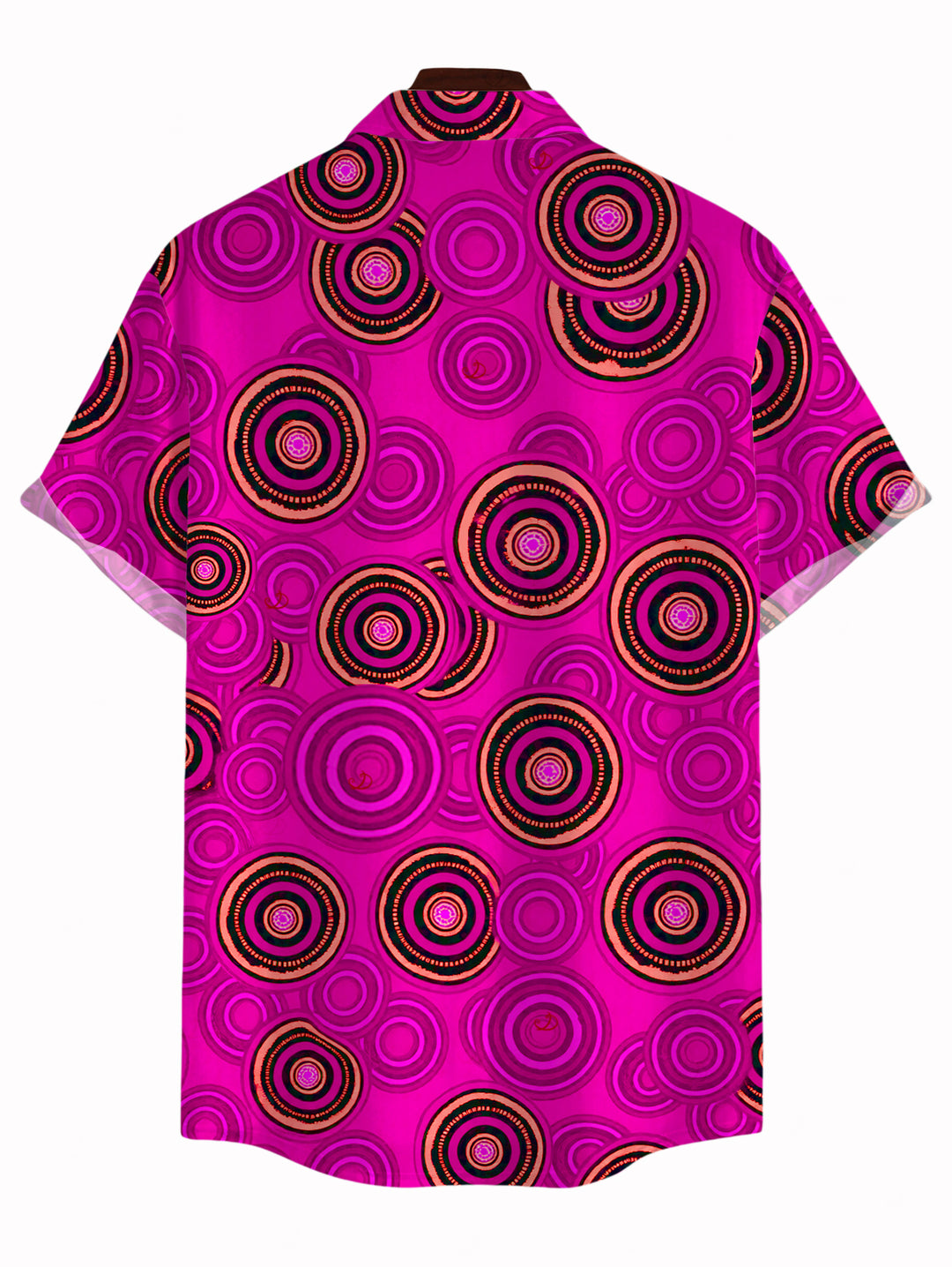 Men's Geometric Concentric Circle Print Button Up Vintage Shirt