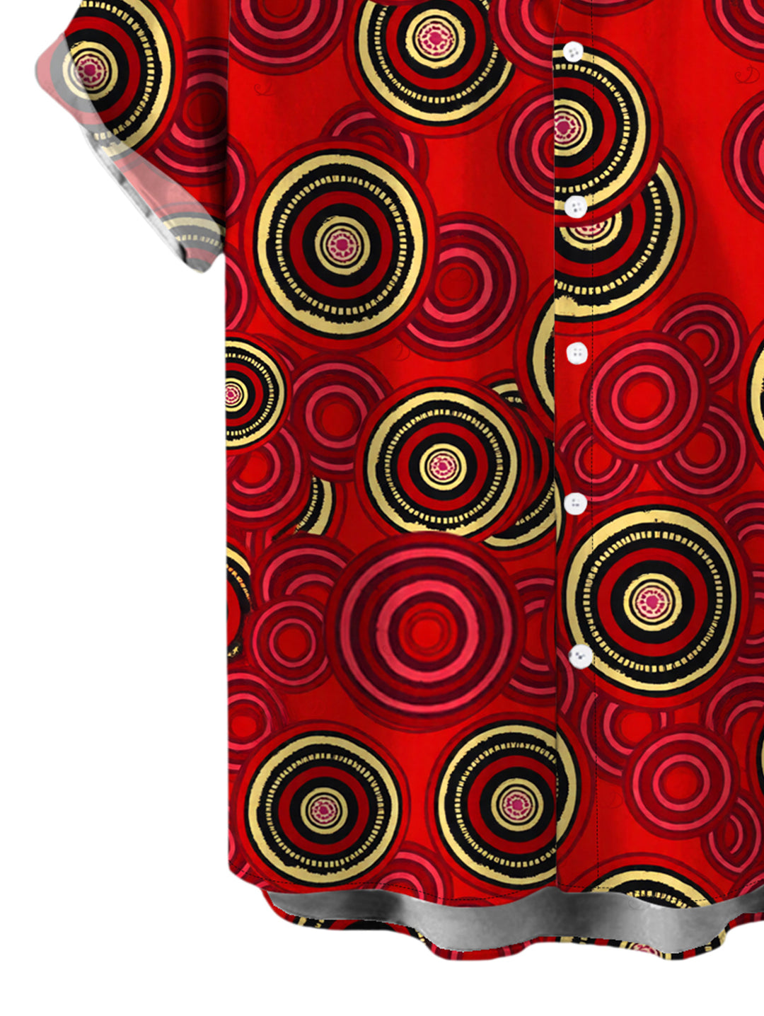 Men's Geometric Concentric Circle Print Button Up Vintage Shirt
