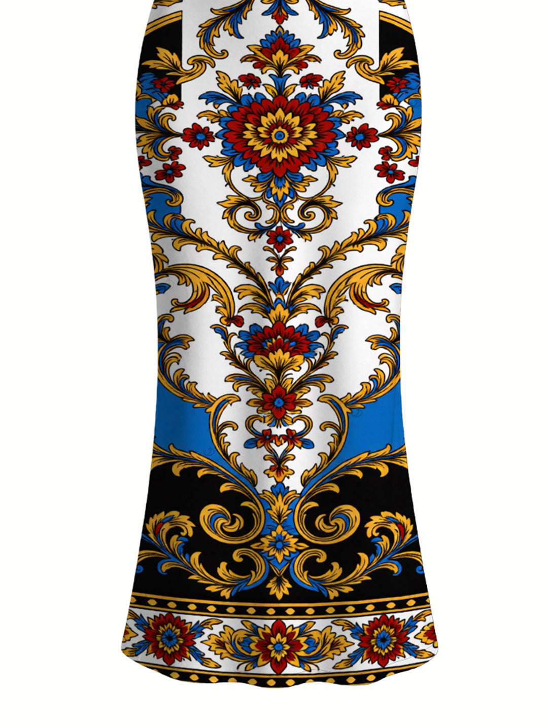 Vintage Baroque Floral Print Spaghetti Strap Maxi Bodycon Vacation Dress