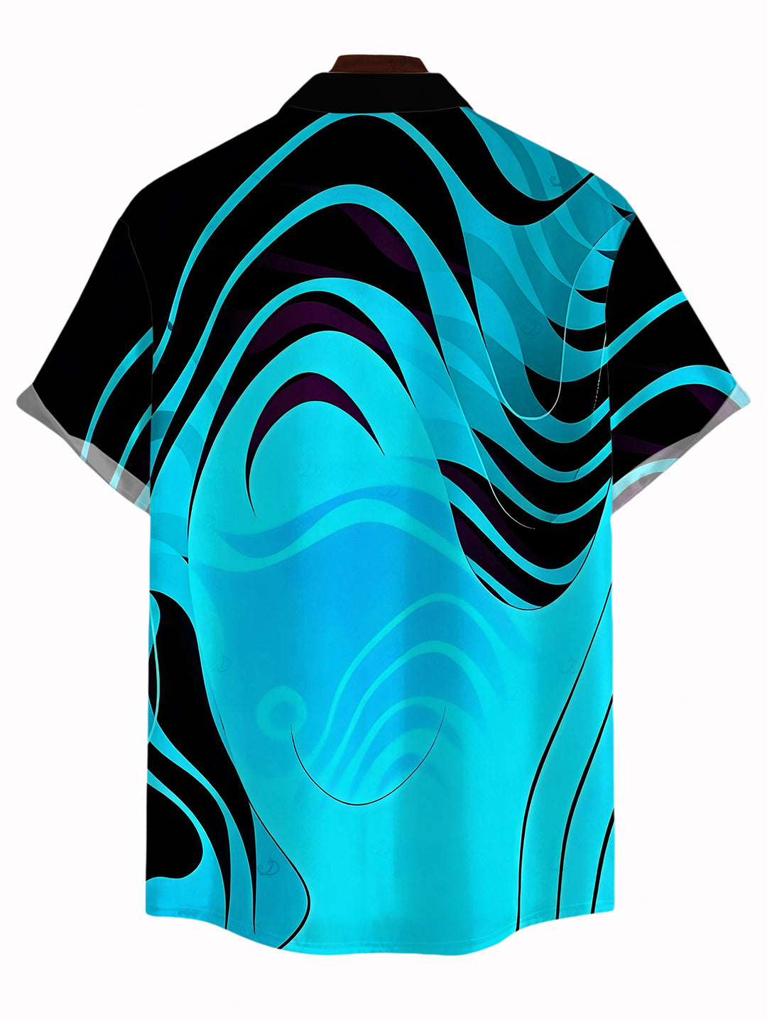 Men's Neon Contrast Color Liquid Flow Wave Print Button Up Vacation Shirt