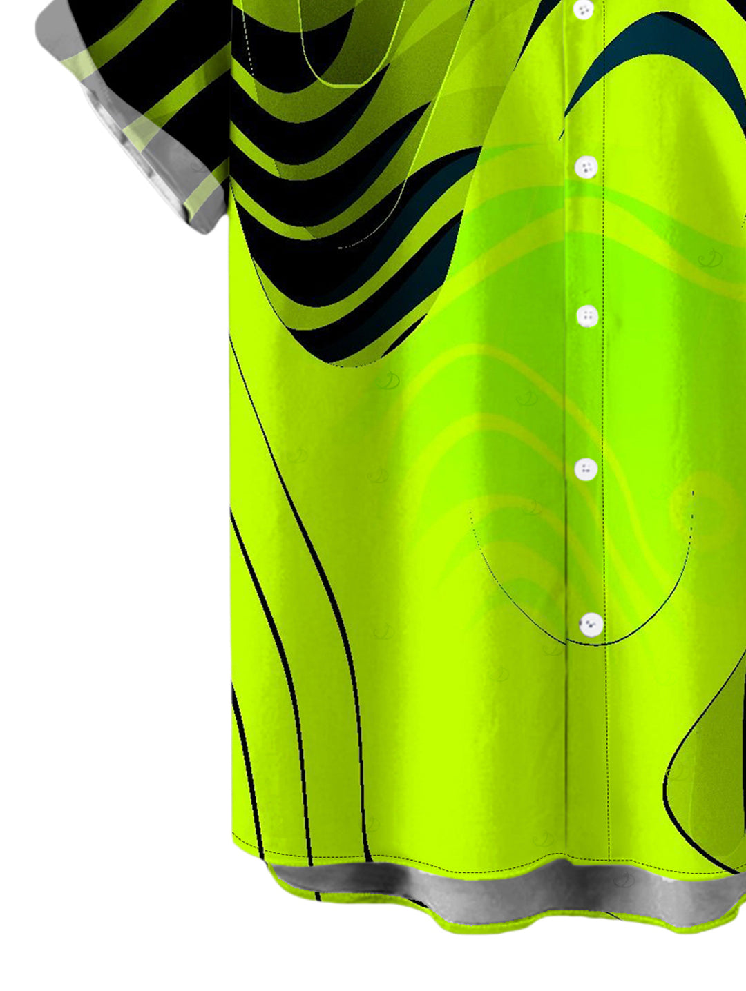 Men's Neon Contrast Color Liquid Flow Wave Print Button Up Vacation Shirt