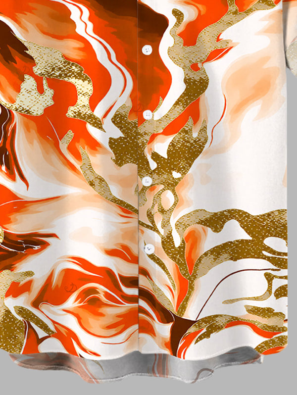 Men's Marble Fluid Swirl Tie Dye Print Button Up Vacation Shirt