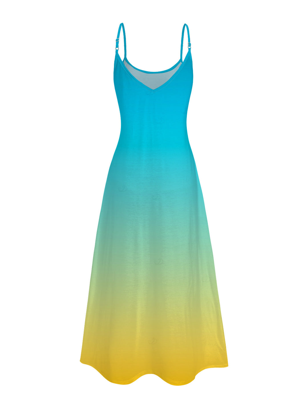 Ombre Print Pocket Spaghetti Strap Vacation Beach Dress