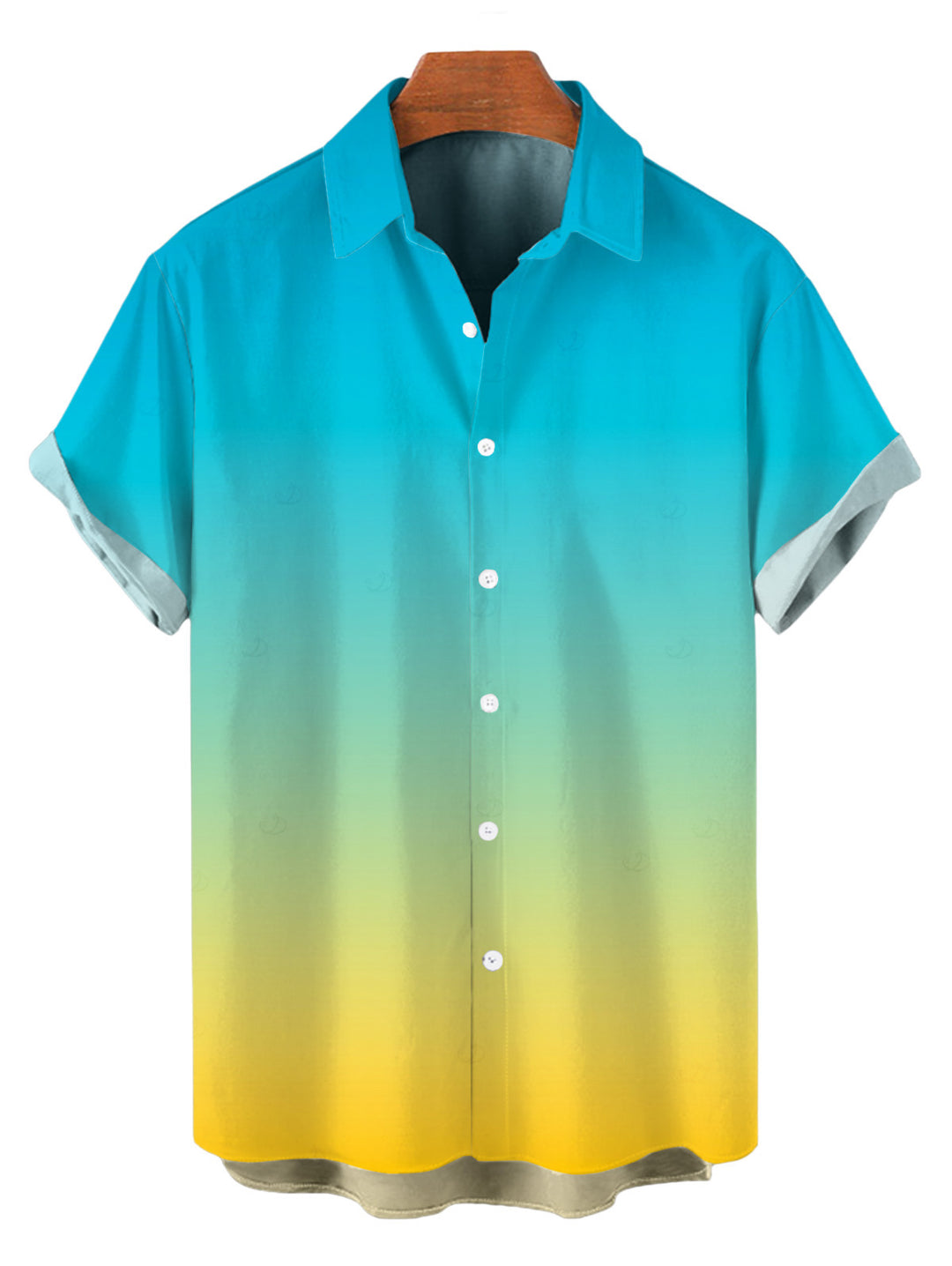 Men's Ombre Print Button Up Vacation Beach Shirt