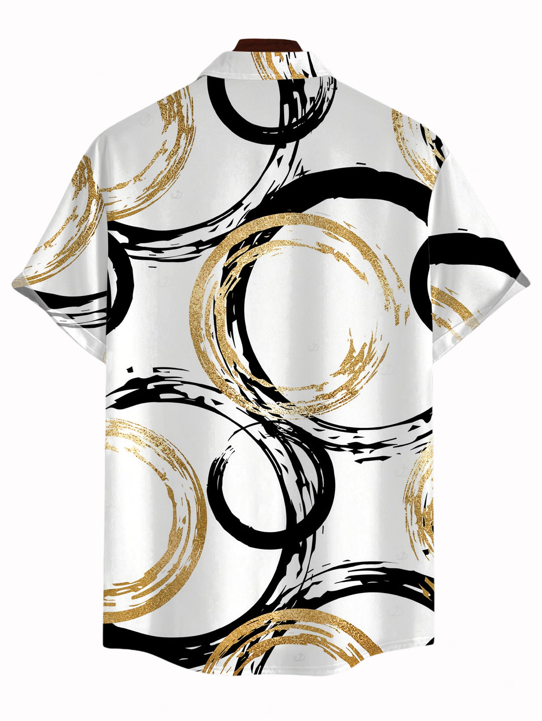 Men's Bicolor Concentric Circle Print Button Up Casual Shirt
