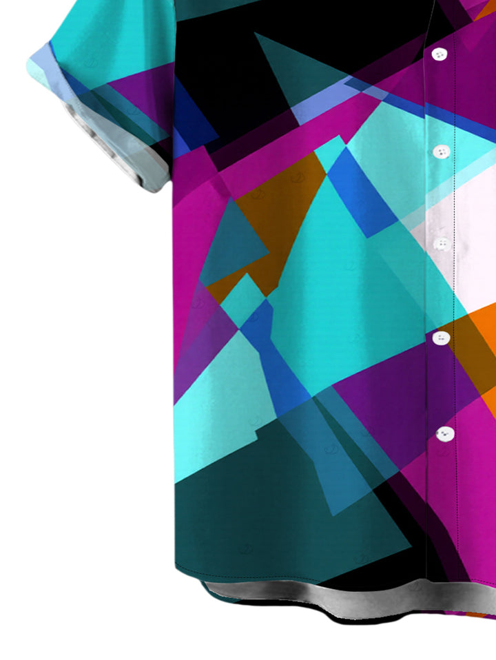 Men's Colorful Geometric Print Button Up Vacation Shirt