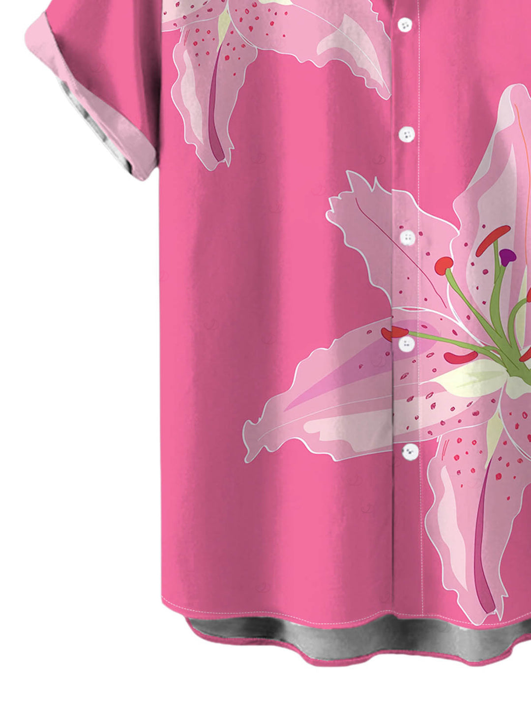 Men's Lily Floral Print Button Up Vacation Shirt