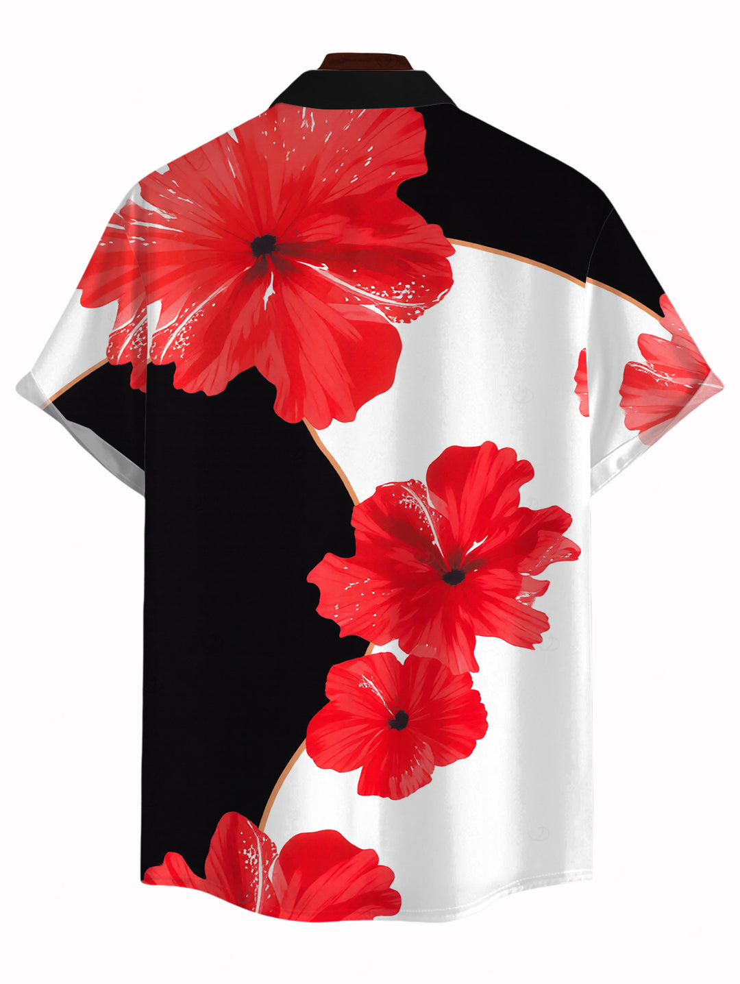 Men's Contrast Color Hibiscus Floral Print Button Up Vacation Shirt