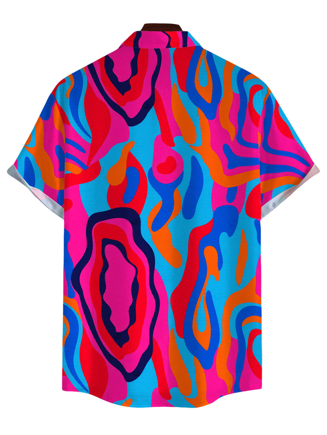 Men's Colorful Abstract Swirl Print Button Up Vacation Shirt
