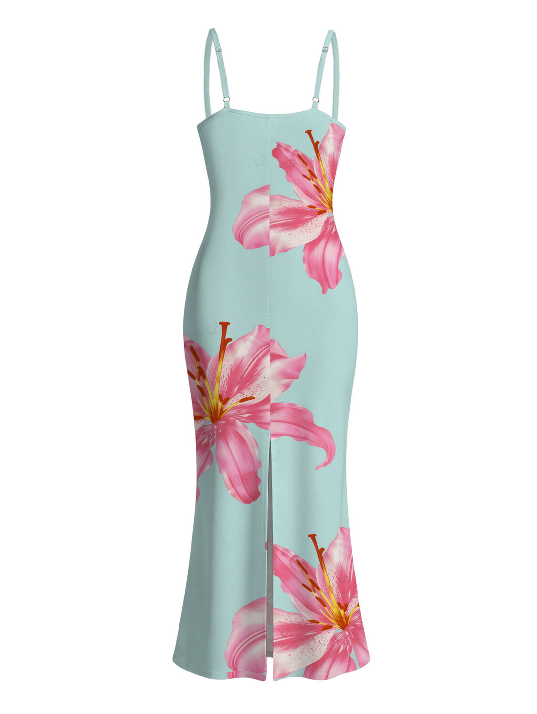 Lily Floral Pattern Spaghetti Strap Maxi Bodycon Vacation Dress