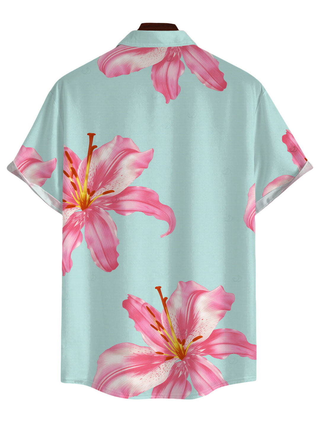 Men's Lily Floral Pattern Button Up Vacation Shirt