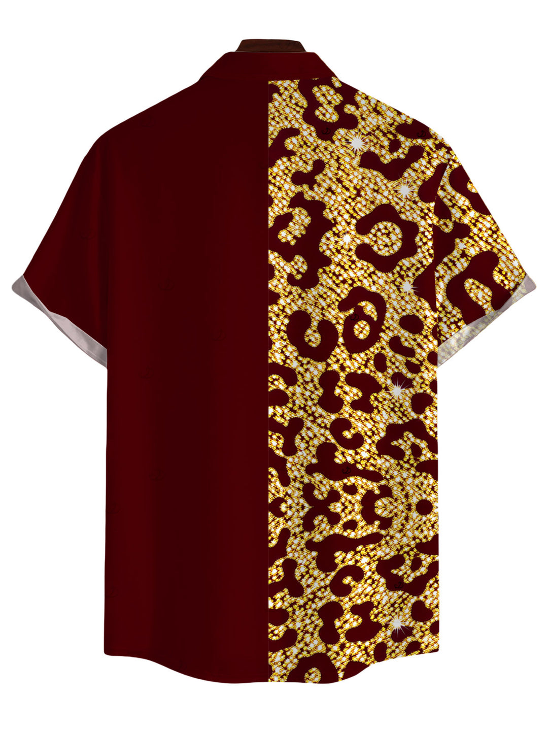 Men's Colorblock Sequined Leopard Print Button Up Vacation Shirt