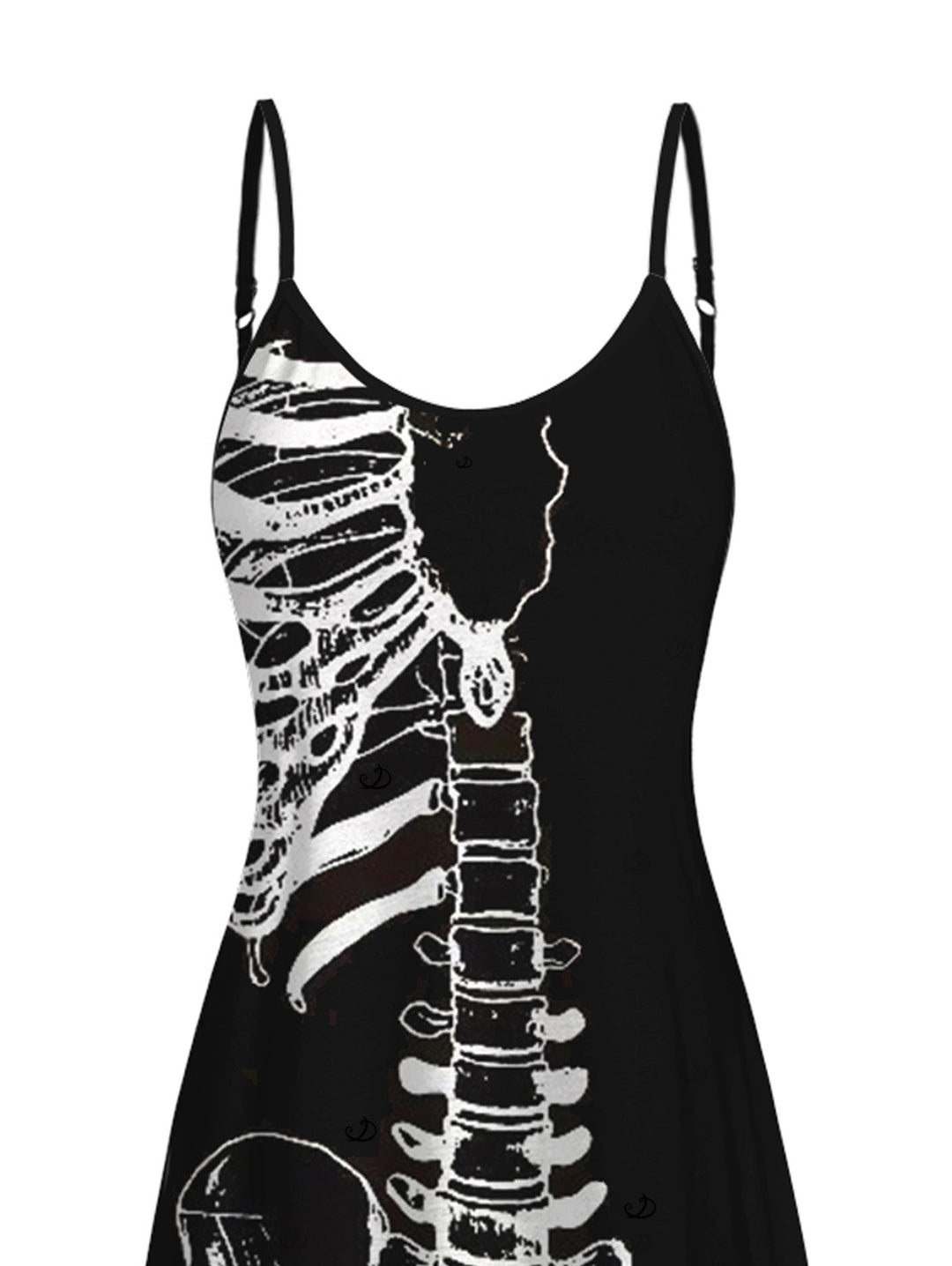 Skeleton Bond Print Pocket Spaghetti Strap Gothic Dress