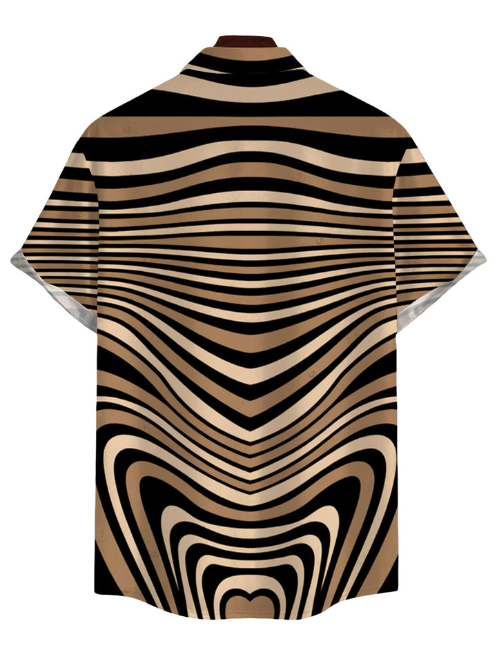 Men's Colorblock Heart Shaped Swirl Geometric Print Button Up Bohemian Shirt