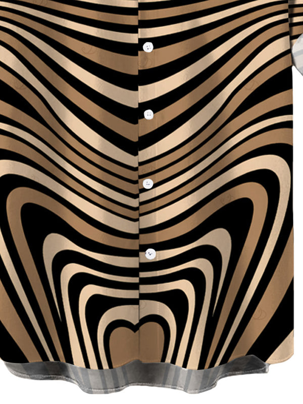 Men's Colorblock Heart Shaped Swirl Geometric Print Button Up Bohemian Shirt