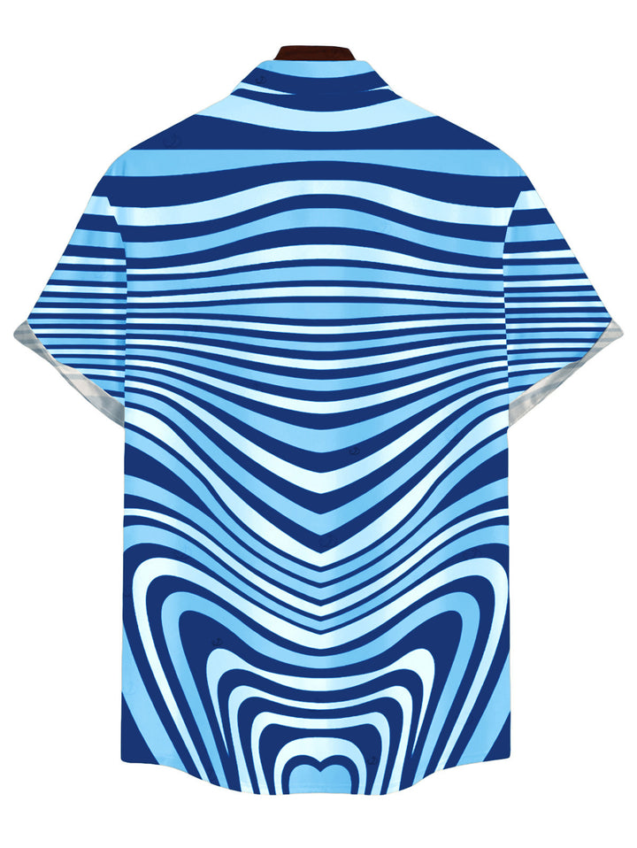 Men's Colorblock Heart Shaped Swirl Geometric Print Button Up Bohemian Shirt