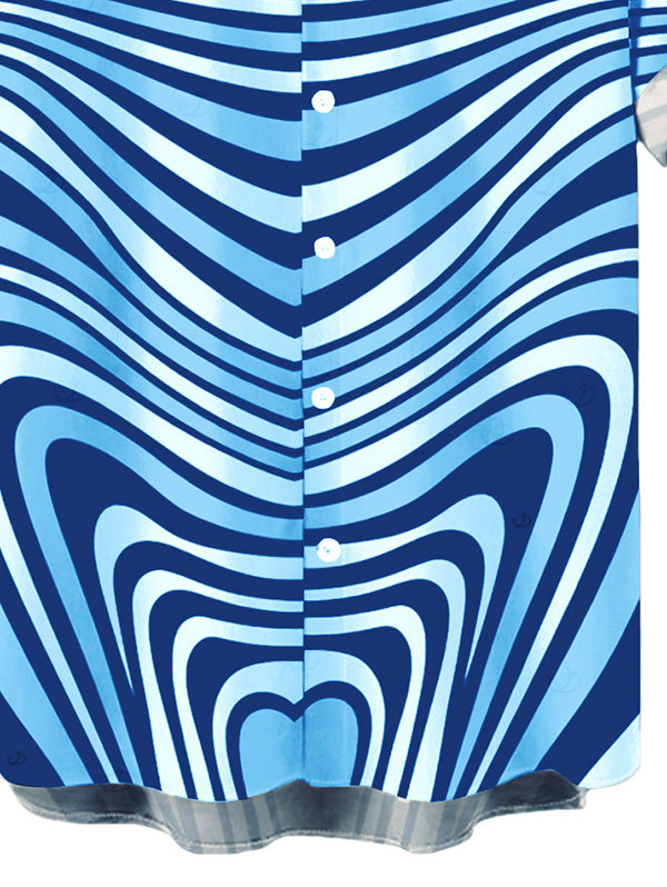 Men's Colorblock Heart Shaped Swirl Geometric Print Button Up Bohemian Shirt