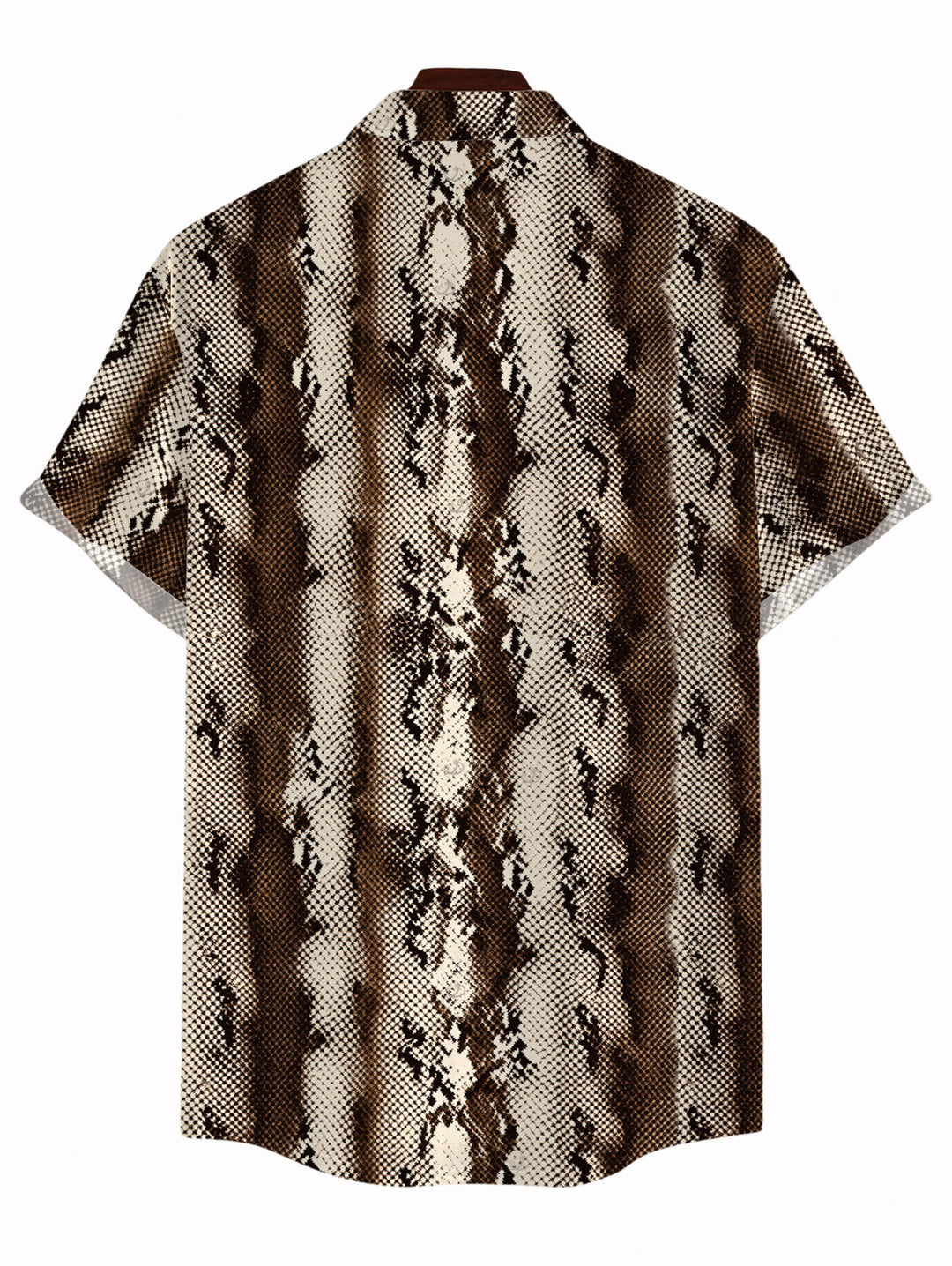 Men's Vintage Coffee Snake Skin Print Button Up Vacation Shirt