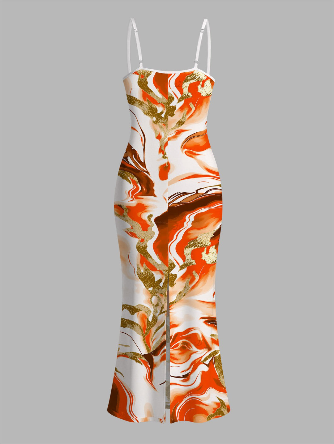Marble Fluid Swirl Tie Dye Print Bodycon Mermaid Maxi Vacation Dress