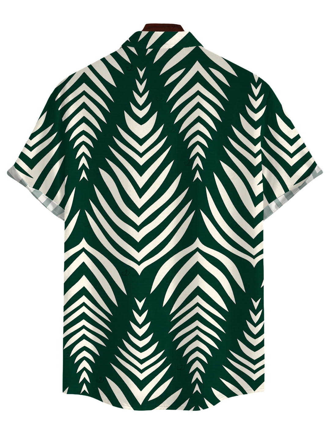 Men's Serrated Palm Leaf Geometric Print Button Up Beach Vacation Shirt