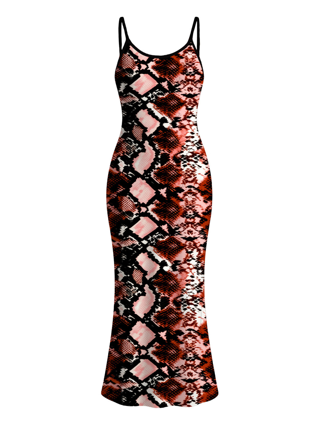 Animal Snake Print Spaghetti Strap Maxi Bodycon Vintage Dress