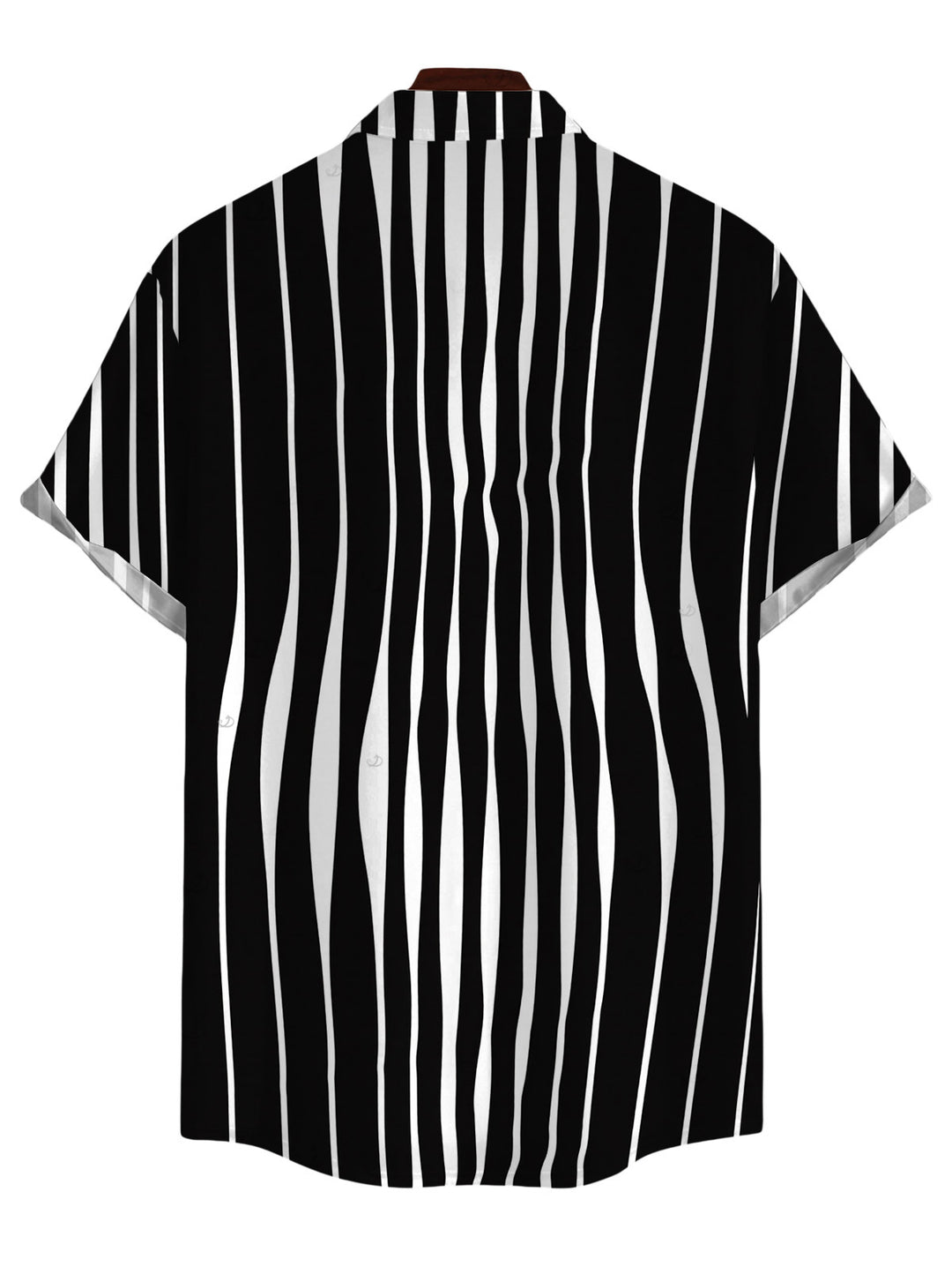 Men's Distorted Vertical Wavy Stripe Print Button Up Shirt