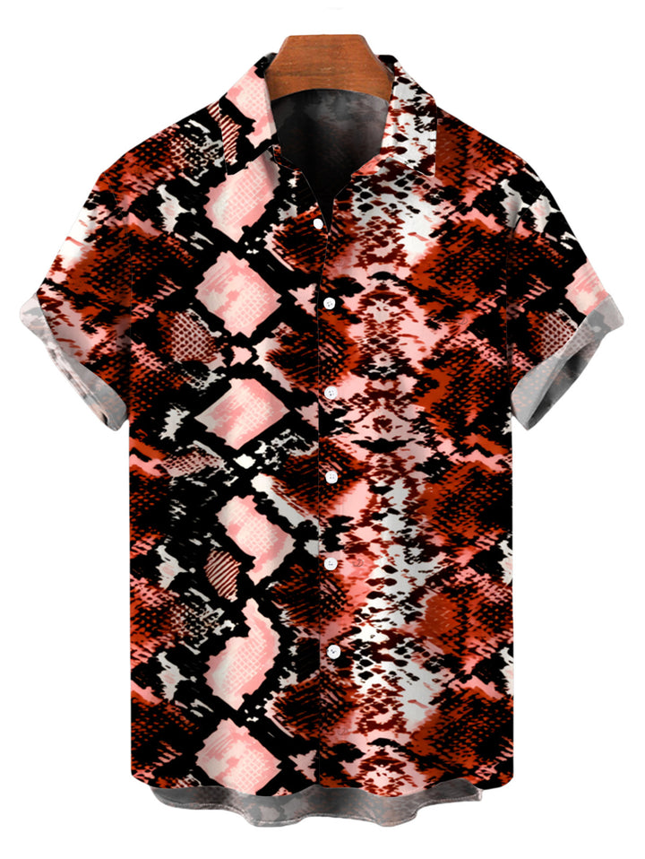 Men's Animal Snake Print Button Up Vintage Shirt