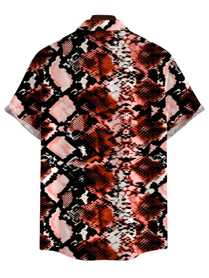 Men's Animal Snake Print Button Up Vintage Shirt